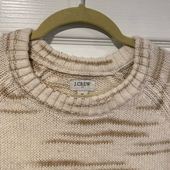 J Crew Size M Tan Cream Raglan space-dyed Sweater Long sleeve Crew Neck Lullover - Picture 4 of 10